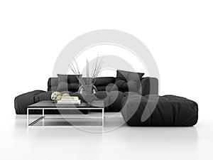 Modern sofa isolated on white background 3D rendering