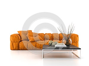 Modern sofa isolated on white background 3D rendering