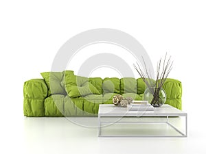 Modern sofa isolated on white background 3D rendering