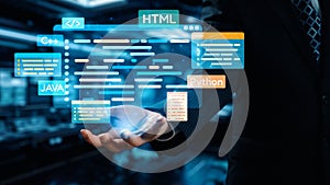 Modern Software Development Concepts with Coding Languages Displayed in Augmented Reality for Tech and Programming
