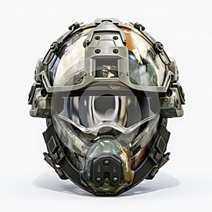 Modern soldier helmet isolated on white created with Generative AI