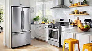 Modern and Sophisticated Kitchen Layout that Maximizes Functionality and Style with Natural Light and Stainless Steel Appliances