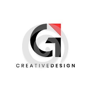 Modern sophisticated letter GI logo with arrow vector illustration