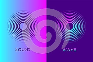 Modern sound wave equalizer. Abstract Fluid Creative Templates with Dynamic Circle Waves.Cards, Color Covers Set. Geometric design