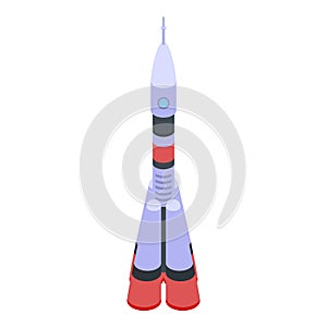 Modern space rocket icon, isometric style