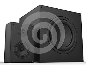 Modern speakers - hi range speaker and a big sub woofer