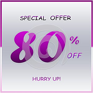 Modern Special Offer Discount Banner With 80% Off Hurry Up Design On Seasonal White Winter Background