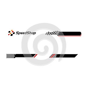 Modern Speed Race Flag Banner Background Logo