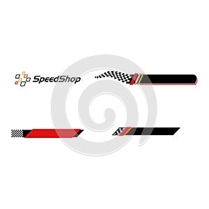 Modern Speed Race Flag Banner Background Logo
