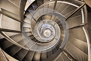 Modern spiral staircase in City Tower in Innsbruck