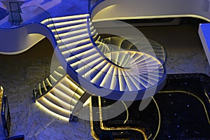 Modern spiral stairs decorated with led light photo