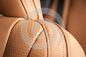Modern sport car, seat leather details