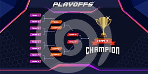 Modern sport game tournament championship contest stage bracket board vector with gold champion trophy prize icon