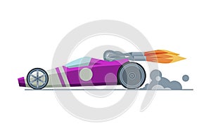 Modern Sport Racing Car, Side View, Fast Motor Racing Bolid Vector Illustration