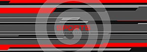 Modern sports background with horizontal red, black and gray lines. Abstract sports banner design.