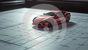 Modern sports car blueprint innovative design for alternative fuel transportation generated by AI