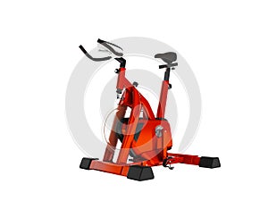 Modern sporty red trainer for strength training on bicycle 3d render on white background no shadow
