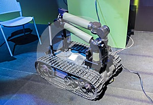 Modern spyder or bomb disposal military robot photo