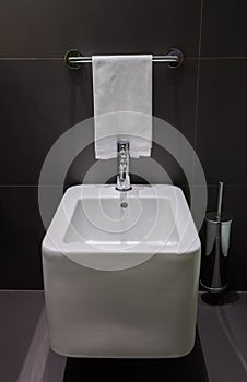 Modern square bidet in bathroom