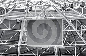 Modern stadium roof construction and LED display