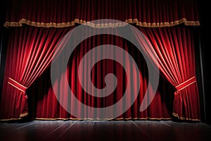 modern stage curtain with dramatic lighting