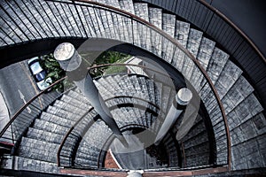 Modern stair step building loft style high from top view