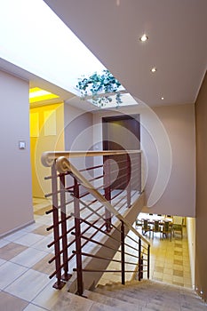 Modern staircase in house