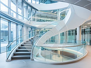 Modern stairs in a modern office building. Interior design and architecture concept