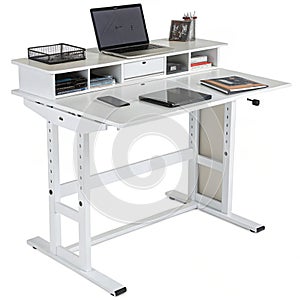 Standing desk isolated on white background