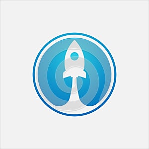 Modern startup logo, illustration of rocket, cloud and shopping
