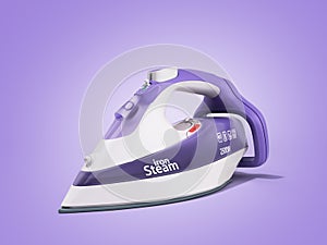 Modern steam iron 3d render on blue