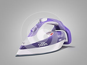 Modern steam iron 3d render on grey