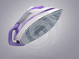 Modern steam iron 3d render on grey