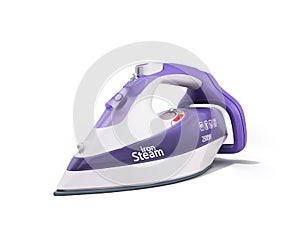 Modern steam iron 3d render on white