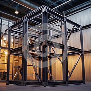 Modern Steel Frame Construction at Twilight. Generative ai
