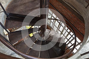 Modern steel spiral staircase in modern building