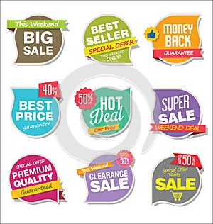 Modern stickers and tags collection vector illustration