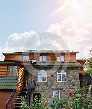Modern stone and wooden cottage