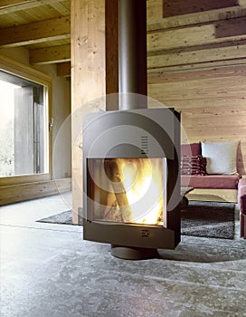 Modern stove in the living room photo