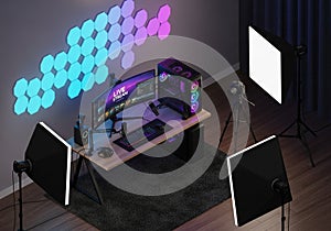 A modern streaming setup featuring a