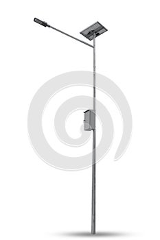 Modern street lamp post with solar cell battery power