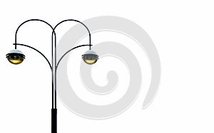 Modern Street Light Pole Isolated on a White Background at The Corner with Copyspace to input Text
