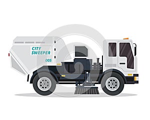 Modern Street Sweeper Truck Illustration