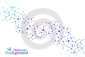 Modern Structure Molecule DNA. Atom. Molecule and communication background