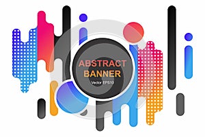 Modern style abstraction with composition made of various rounded shapes in color. Vector banner