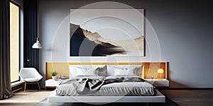 Modern style bedroom interior design in home or hotel room