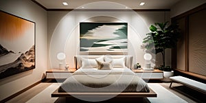 Modern style bedroom interior design in home or hotel room