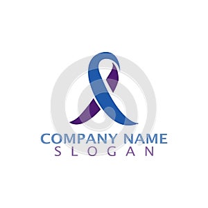 Modern style cancer awareness ribbon that indicate progress logo template