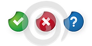 Check mark and cancel stickers icon