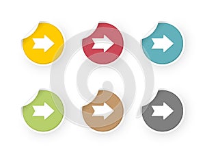 Colored stickers set with arrows icon